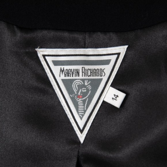 Vintage M Cashmere Wool Fox Fur Winter Coat Black - Picture 9 of 12